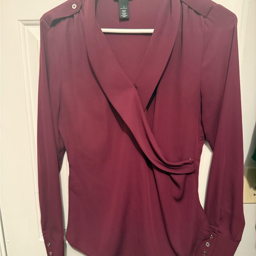 White House Black Market Deep Burgundy Blouse